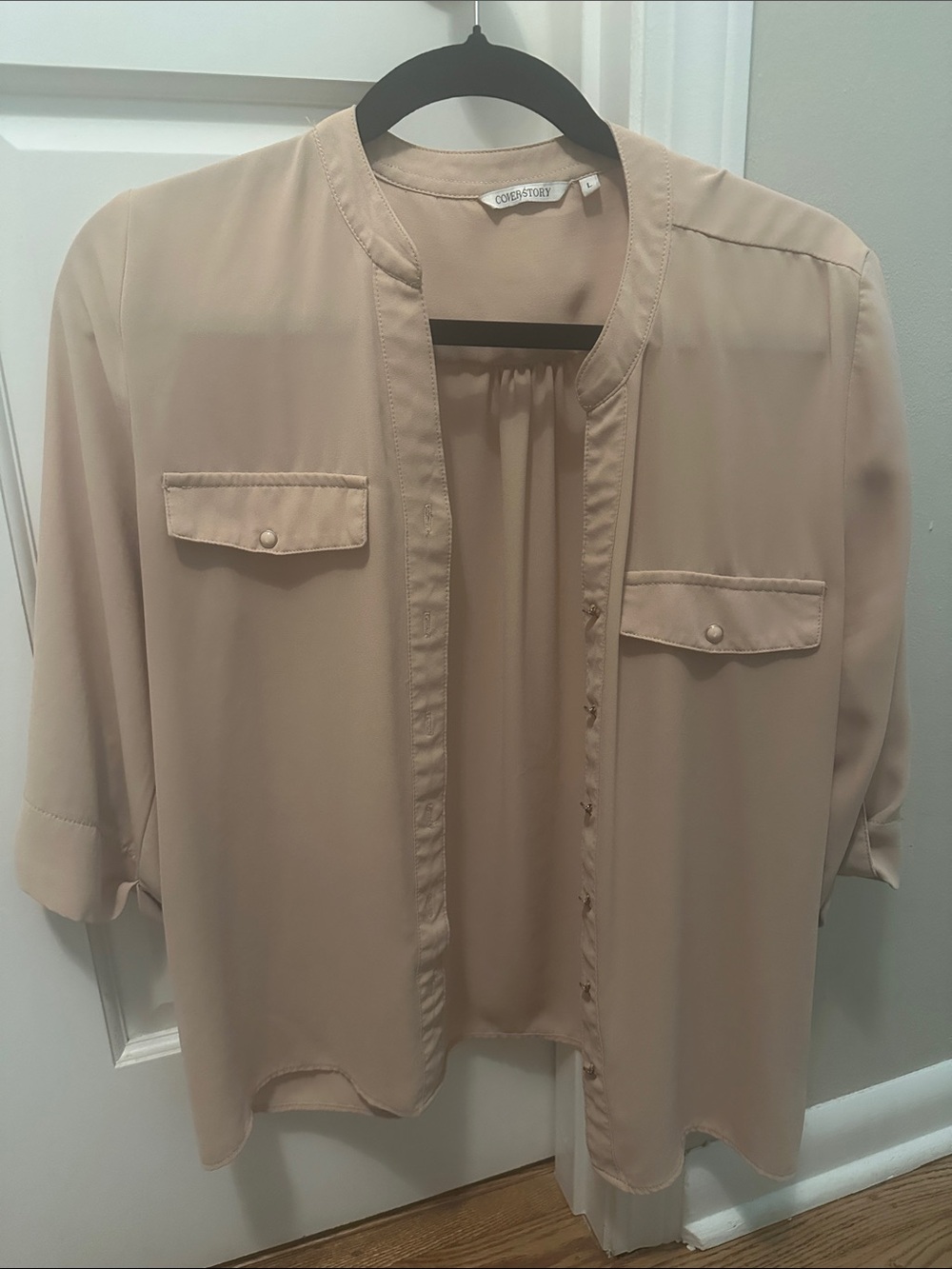 Cream Button-Down Relaxed Blouse